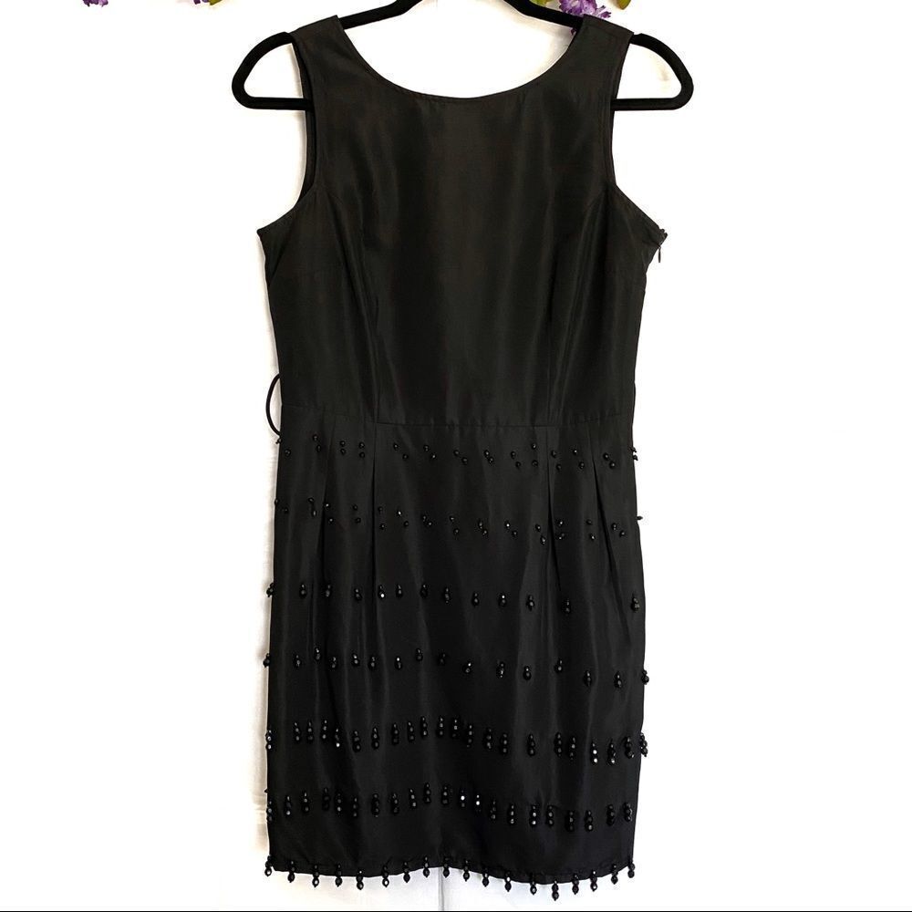 Twelve by Twelve Black Satin Dress with beading